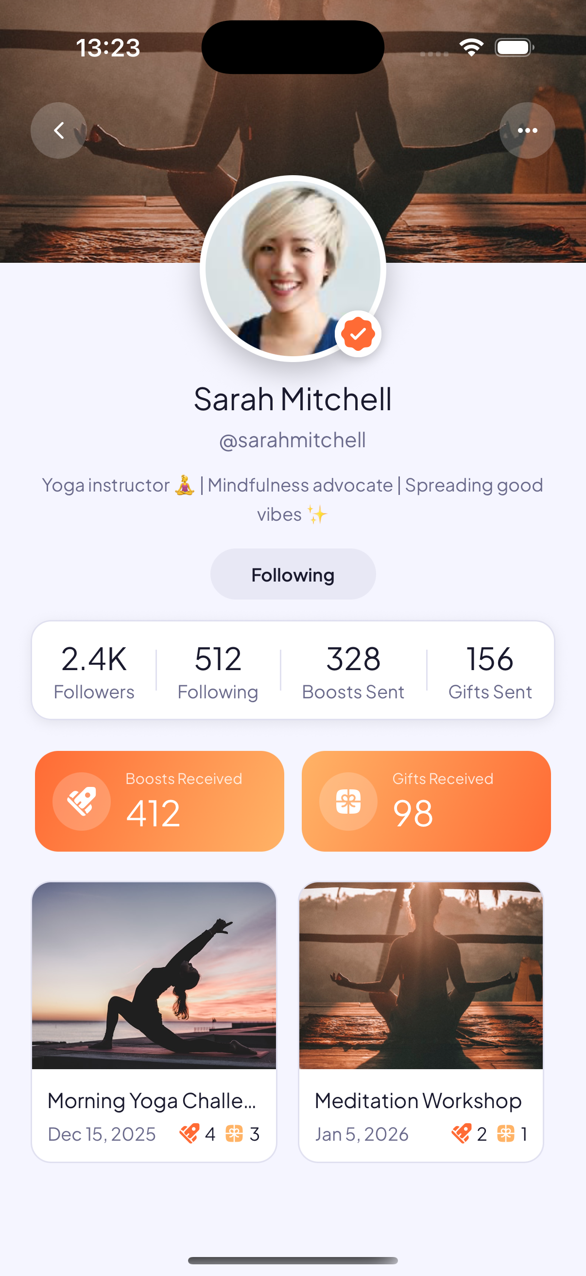 Boosta Profile Screen